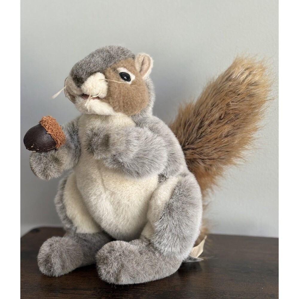 Folkmanis Gray Squirrel Hand Puppet with Acorn Nut Realistic Plush Animal #2553